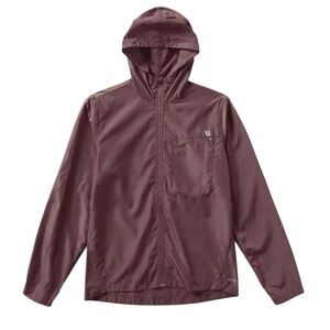 Vuori Daybreak Windbreaker Hooded Water-Resistant Rain Jacket in Burgundy Brown